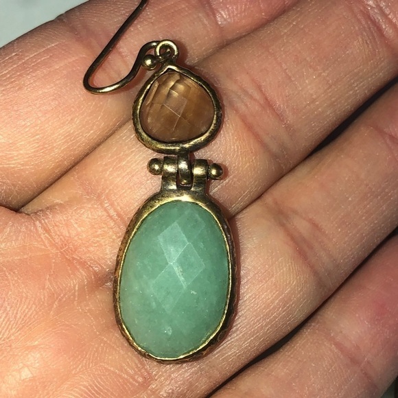 SMOKEY Topaz & Chalcedony Gold Vermeil Facet Cut Shepherds Hook Earrings 2” - Picture 4 of 5